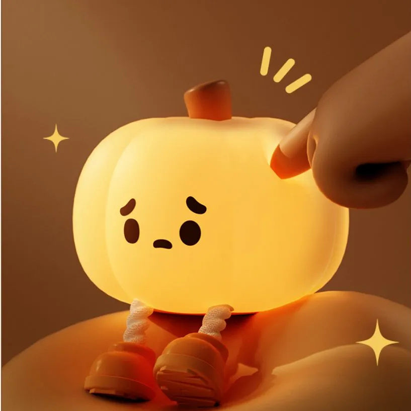 Pumpkin Night Light LED Squishy Silicone Tap Lamp Best Gift for Baby and Girl