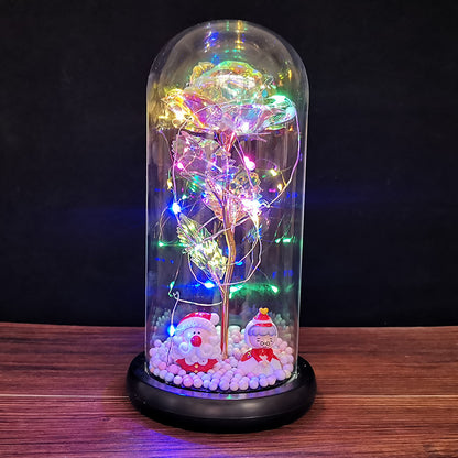 Glass cover simulation rose with color led