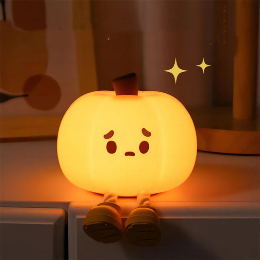 Pumpkin Night Light LED Squishy Silicone Tap Lamp Best Gift for Baby and Girl