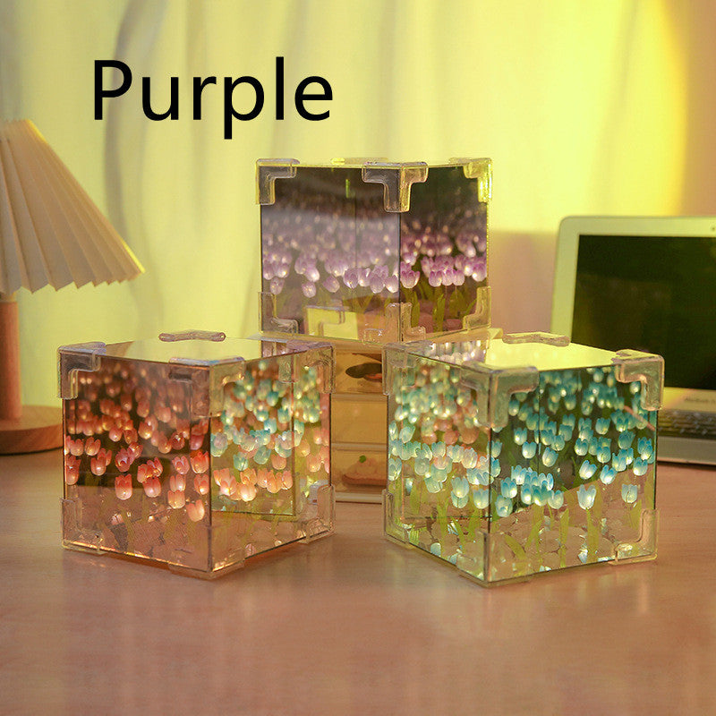 Flower Sea Rubik's Cube Tulip Three-dimensional Small Night Lamp