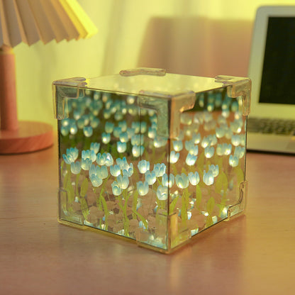 Flower Sea Rubik's Cube Tulip Three-dimensional Small Night Lamp